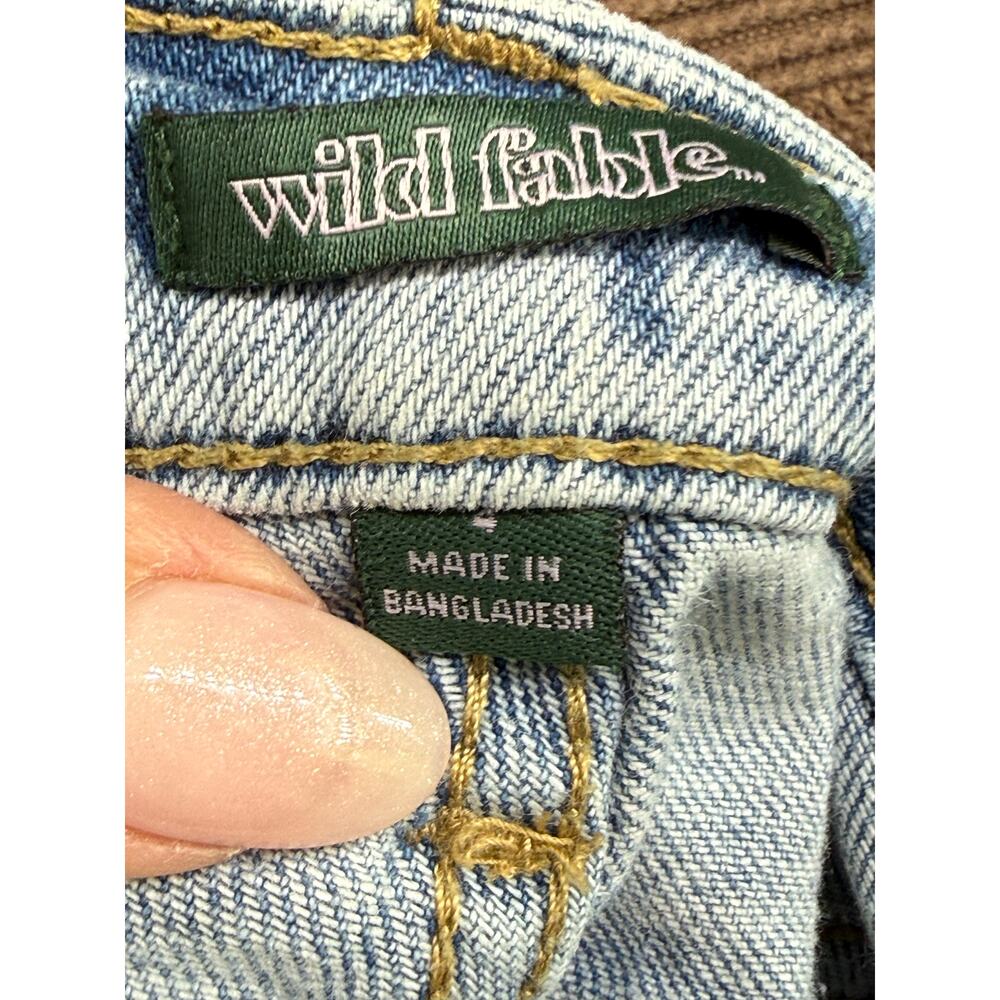 Wild Fable High Rise Dad Jean Artsy painted boho wide leg denim jeans 4 baggy - Picture 7 of 8